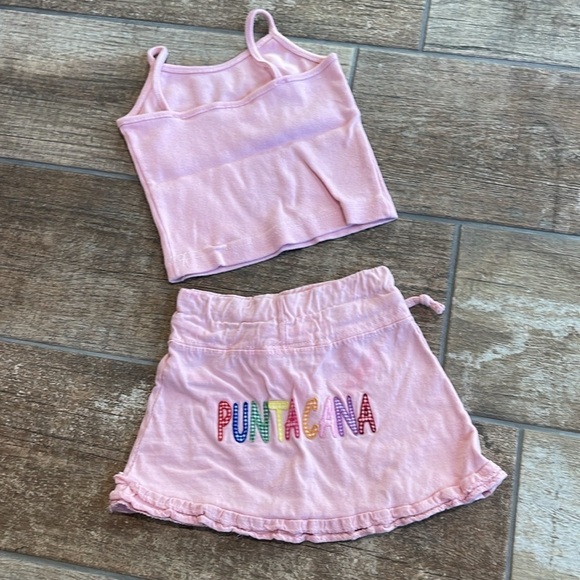 Toddler Girl Pink Punta Cana Tank Top & Skirt Outfit Set Size 2T - Picture 3 of 5